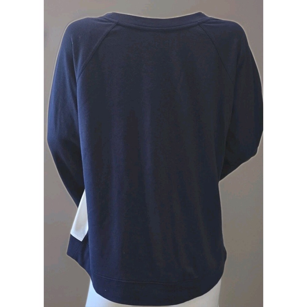 Belyn Key Women's Navy White Stripe Raglan Long Sleeve Top Size M Rayon Golf‎ - Picture 8 of 16